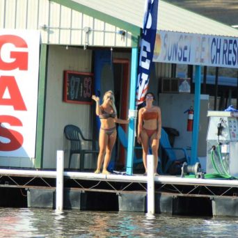 a group of people standing in front of a building