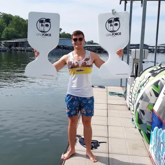 a person that is standing in the water